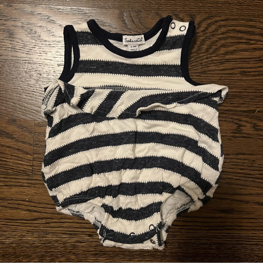 Splendid White and Blue Striped Romper One Piece